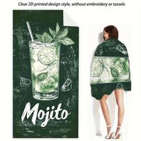 Mojito Cocktail Drink Printed Beach Towel Polyester Soft Quick Dry Large Bath Towel Summer Swimming Pool Surfing Blanket W30*H60(CM)