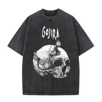 Skalbti vintažiniai metalinės roko grupės Gojira marškinėliai „From Mars To Sirius“ vyrams ir moterims gotikinio punk stiliaus, oversized marškinėliai, gatvės apranga M
