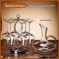 MDNG Crystal Wine Decanter Set with 6 Glasses and Rack