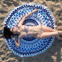 Round Beach Throw Towel Mandala Tapestry Indian Yoga Mat Tassels Circle Beach Blanket 150cm*150cm