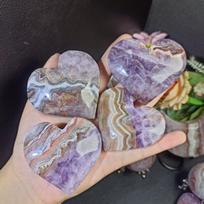 Natural Healing Crystal Amethyst and Agate Ball Moon Heart Palmstone for Decoration Free