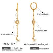 Youthway Crystal Moon Star Drop Earrings For Women Minimalist 18K Gold Plated Stainless Steel Tassel Earrings Fashion Jewelry