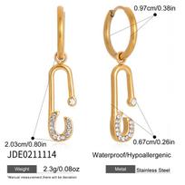 Youthway Crystal Paper Clip Drop Earrings For Women Minimalist 18K Gold PVD Plated Stainless Steel Earrings Fashion Jewelry Gift