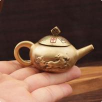 Mini Brass Teapot Decor Matte Finish Antique