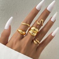 10Pcs/Set Punk Gold Color Metal Liquid Line Open Ring for Women Vintage Simple Irregular Wave Joint Rings Set Party Jewelry Gift