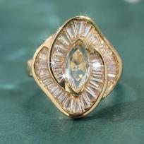 Elegant Engagement Ring For Women Luxurious Synthetic Zirconia Gold Plated Spiral Design Rings Temperament Jewelry 8