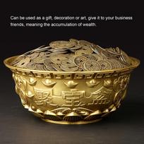 Brass Brass Treasure Bowl Mini Feng Shui Treasure Basin  Wealth Abundance Gift