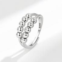 Luxury Infinite Love Adjustable Fidget Rings For Women Rotating Beads Crystal Anxiety Relief Spinning Ring Jewelry Anillos Mujer resizable