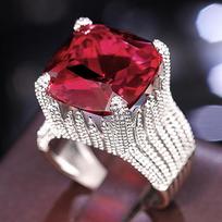 CAOSHI Luxurious CopperColor Ring for Women Gorgeous Wedding Finger Accessories with Shiny Red/Yellow/Pink/Blue Cubic Zirconia 5