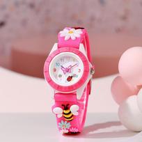 Cartoon Animation Children'S Watch Toy Silicone Watch Boy Girl Toddler Electronic Quartz Watch rožinė raudona spalva