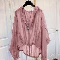 Women Hooded Ice Silk Sunscreen Jackets Summer Thin Lightweight Loose Sun Protection Outerwear Casual Daily Breathable Cooling Clothes S rožinė