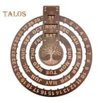 Medinis besisukantis apskritas nuolatinis kalendorius Mėnulio medis Saulės apvalus ciferblatas Amžinasis kalendorius Sieninis kalendorius, skirtas stalo sienų dekoravimui A