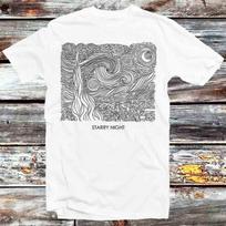 230 Gsm 100% Cotton Van Gogh Starry Night One Line Abstract Art T Shirt Vintage Retro Meme Gift Unisex Anime Manga Top Tee B1379 XXS balta