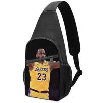 o2682 Lebron James In Los Angeles Lakers Uniform Lightweight Oxford Crossbody Bag and Backpack with Ergonomic Strap, Mesh Side Storage, and Comfortabl