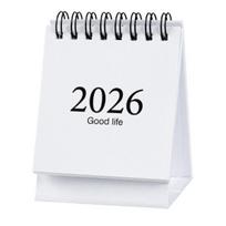 2026 Mini Stalo Kalendorius su Lipdukais Ritualinio Gyvenimo Planuoklis Nešiojamas Stovas Atlenkiamas Stalo Kalendorius balta