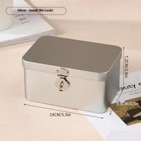 Sidabrinė Užrakinama skardinė laikymo dėžutė Daugiafunkcinė stalinė laikymo dėžutė Metalinė dėžutė Papuošalų laikymas Tuščia dėžutė gray