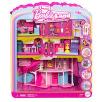 Barbie Mini Barbie Žemė Svajonių Namas ir 3 Žaidimų Rinkiniai bei Gyvūnėlio Lėlių Namelis su 6 Mikro Lėlėmis Žaidimams nuo 6 metų ir JGL31 (Kirpykla, Supermarketas, Parduotuvė)