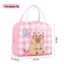 Kids' Capybara Lunch Bag: Portable, Insulated Bento Box Handbag for Work & School