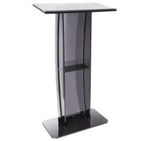 Acrylic Podium, 47  Tall, Acrylic Podium Stand with Wide Reading Surface & Storage Shelf, Floor-standing Clear Pulpits Acrylic for Church Office