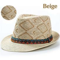 Men Summer Straw Hat British Jazz Sunshade Panama Cap Outdoor Travel Beach Mesh Breathable Sunscreen Caps 56-58cm smėlis