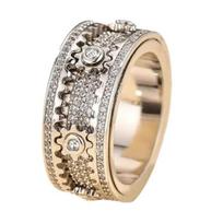 Finger Band Adjustable Anti-Anxiety Fidget Ring Stainless Steel Cubic Zirconia Inlaid Rotating Design Meditation US 7 sidabras