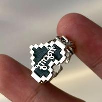 Dark Green Mosaic Open Fashion Index Finger Ring Ruffle Heart Shape one size(US size 6-13)