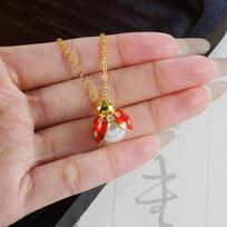 Design Oil Dripping Ladybug Women's Trendy Jewelry Necklace Pendant 60CM(Necklace Long)