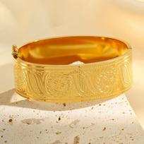 Chinese Style Closed Light Luxury Round Frosted Buddha Light Bracelet Pattern Heritage Jewelry Bracelet 17CM