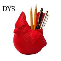 Utility Knife Holder 3D Printed Red Bird Pen Holder, Cute Animal Pencil Thick Texture Storage Cup, Desktop Organizer for Pencils, Makeup Brushes, raudona