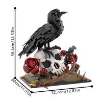 MOC Varnos Kaukolės Rožių Puokštės Statybinės Detalės Modelis Siaubo Gotikinis Skeletas Gėlės Vazonas Plytos Surinkimo Žaislai Vaikams PASIDARYK pats Dovana black