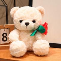 15/25CM Kawaii Cartoon Anime Love Rose Hat Bear Stuffed Animal Plush Toy Children's Couple Bear Handmade Doll Festival Gift 15cm žalia