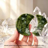 Factory Price Crystal Crafts Natural Xiuyan Jade Moon Palm Stone Ornament Healing Reiki Carved Gift Home Decor About 7.5cm long