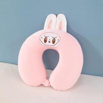 Cartoon U Shaped Neck Pillow Memory Foam Travel Cushion For Car Plane Commuting Pink