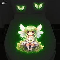 Glow-In-The-Dark Flower Fairy Mandala Toilet Sticker Bathroom Decoration Toilet Lid Decorative Decal Self-Adhesive Removable A1