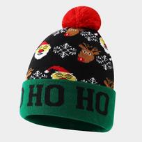 2025 Christmas Element Knitted Hat - Snowman, Reindeer & Christmas Tree Design with Cuffed Brim and Pom-Pom