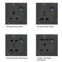 Reliable Rocker Switch Light Switch Multiprises Norme Union European Fournisseurs Electrical Supply Natural Stone Wall Switches (Black,UN&86mm*86 mm) juoda