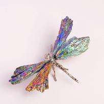 Cross-border Bestseller Natural Crystal Black Tourmaline-plated Dragonfly Blue Feather Crystal Carving Home Decor Animal (as the picture,1083cm-80g)