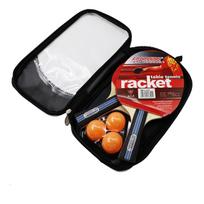Factory Supply Professional Ping Pong Paddles Horizontal Rackets with Three Balls Table Tennis Blade for Beginner Training raudona