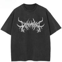 2026 Hot Sale Hip Hop Faded Black T-Shirt Dark Streetwear Aesthetic Graphic T Shirt Black Metal Style Men Women Tshirt Cotton Tops Tees Short Sleeve L