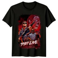 Jie gyvena (1988 m) Filmo plakato įkvėpti unisex marškinėliai Retro 80-ųjų Tee S