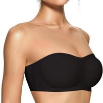 Moterims be petnešėlių liemenėlės Push Up Bandeau liemenėlė Neslystanti su lankeliais S juoda
