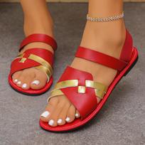 Plus-size Women's Sandals, Beach Shoes, Flip-flops, New Style Shoes 36 raudona