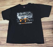 Kubota Tractors The Power Of Orange Farm Equipment Black T-Shirt 2XL Hanes XXXL
