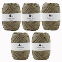 Raw Wool Paper Extra 30g Made in Set of 5 Khaki Yarn, Thick, (approx. 77m), 100% Paper, Japan, Balls, 3.