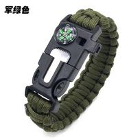 Multifunctional Tactical Survival Bracelet Paracord Outdoor Emergency Gear with Compass Fire Starter Whistle Buckle for Camping Hiking One Size