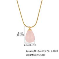 Pink Crystal Water Drop Pendant Necklace for Women, Stainless Steel Natural Green Stone Necklace, Vintage Fashion Jewelry Gift