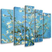 Five piece picture canvas print Almond Blossom Vincent Van Gogh 100x70 mėlyna