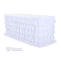 Table Skirt 5-Tier Pleated Chiffon Tablecloth Reusable Tutu Table Skirt S balta