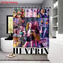 1pc K-Pop Demon Hunters Printed Waterproof Shower Curtain Privacy Hanging Curtain with 12 Hooks Multiple Sizes Machine Washable 90x180cm