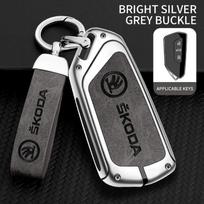 Zinc alloy high-end key case suitable for Skoda Octavia A8 MK4 MK8 car key cover 2024    car key shell accessories sidabro pilka spalva